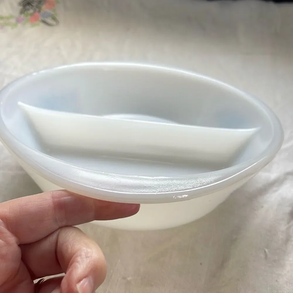 Vintage Glasbake divided dish Currier & Ives